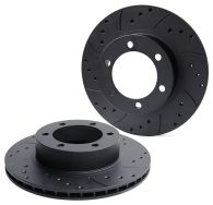 Drilled & Grooved 320mm Black Front Brake Discs